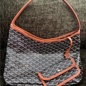 Inspired Black and Brown Handbag with Pouch